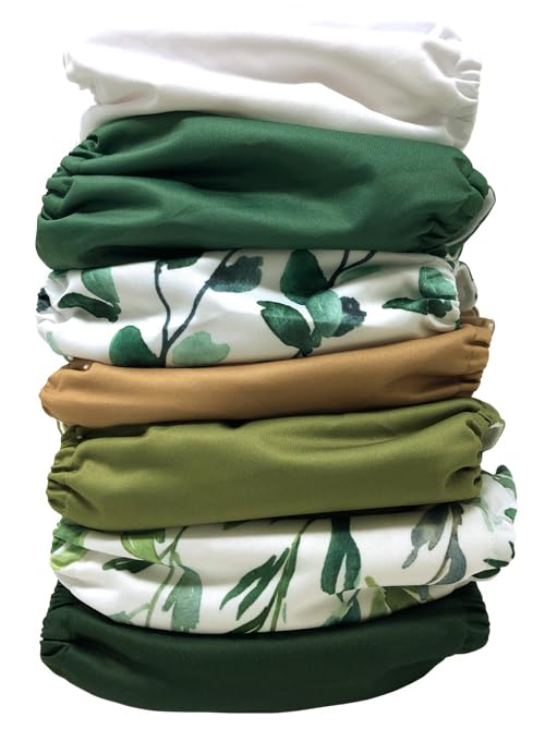 Miniatura 4 de Nora's Nursery - Pañales unisex de tela para bebé, salvia y mar, paquete de 7, 7 inserciones de bambú, 1 bolsa húmeda