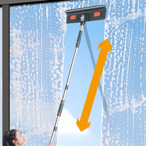 Image of Window Squeegee Cleaner 2 in 1 Shower Squeegee with Extension Pole 89'' Telescopic Window Cleaning Tool Kit Window Washing Equipment for Car Glass Indoor Outdoor High Window