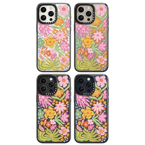 Coque iPhone 15 Pro Max fleur noire antichoc 6,7 pouces