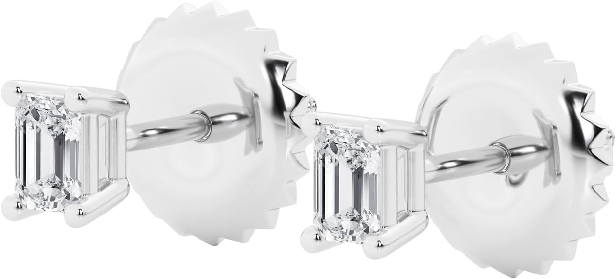 Belacqua Lab Grown Diamond Stud Earrings in 14K White or Yellow Gold, Round,Oval,Princess and Emerald Cuts, 1/2 to 7 Carat, IGI Certified, E-F Color, VS Clarity, Prong Setting, Jewelry for Women, Gift Box Included
