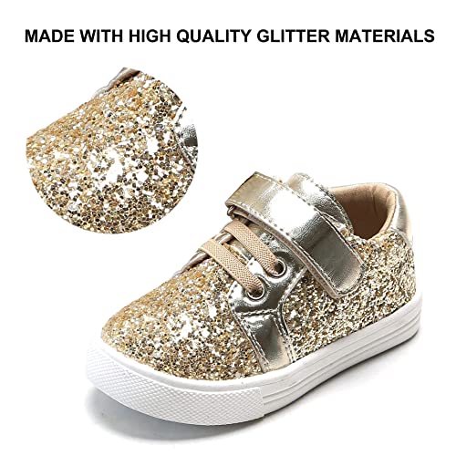 Felix & Flora Toddler/Little Kid Girls Running Shoes Sports Sneakers Princess Casual Glitter Shoes.(Gold,10 Toddler) #TOP3