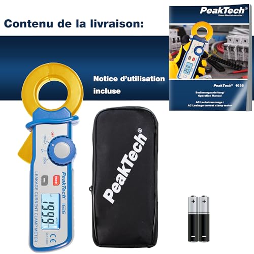 Pince ampèremétrique de courant de fuite AC PeakTech 1636 pour mesure précise - 8