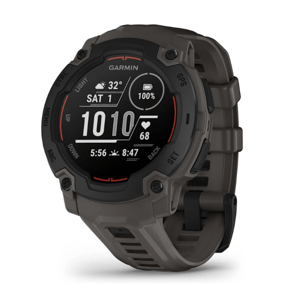 Garmin Instinct E, 45 mm rugged GPS smartwatch with essential smart features, built in sports apps, supertough design features, up to 16 days battery life, Black Bezel with Charcoal band — view 4
