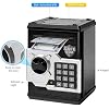 ATM Piggy Bank for Boys Girls, Vcertcpl Mini ATM Coin Bank Money Saving Box with Password, Kids Safe Money Jar for Adults with Auto Grab Bill Slot, Great Gift Toy Bank for Kids (Black Silver)
