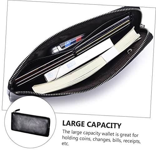 PartyKindom Long Men Wallet Lightweight Soft Leather Business Handbag with Multi Dividers for Cards Cash Coins Stylish Casual Mens Clutch for Everyday Use and Gift Giving3