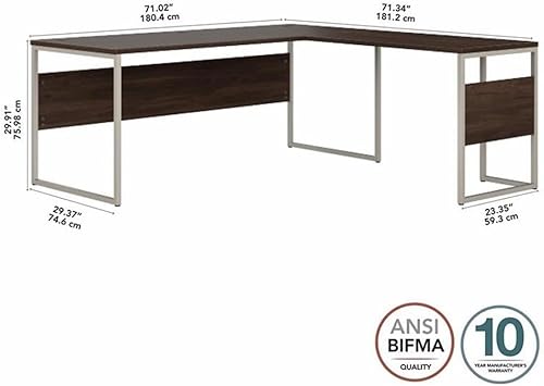 Miniatura 18 de Bush Business Furniture - Escritorio híbrido en forma de L de 72 pulgadas de ancho x 30 pulgadas de profundidad con patas de metal, color gris Gris