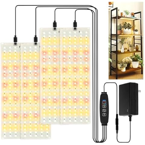 LINGSFIRE 4PCS LED Grow Lights, 40w Full Spectrum Grow Light 540 LEDs Grow Lights for Indoor Plants with Timer Dimmable Thin Grow Light Panel for Under Cabinet Plant Seedlings Flowers Veg and More Cover