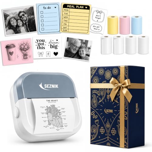 Image of SEZNIK Mini Printer, Inkless, Thermal, Portable Printer for Study Notes
