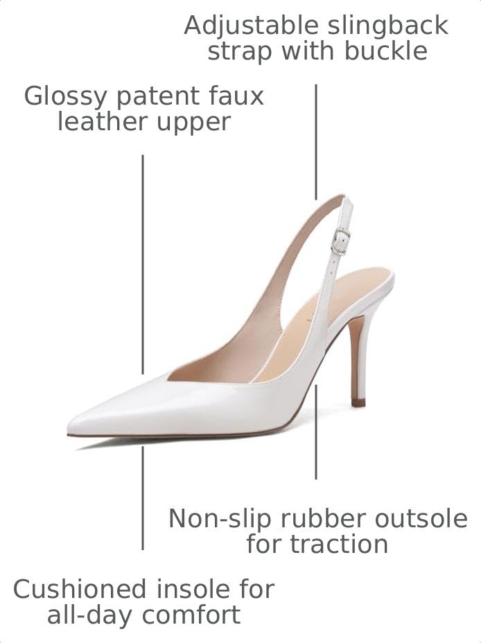 Image of Slingback Heels for Women Pointed Toe Stiletto Pumps High Heel Dress 3.46in