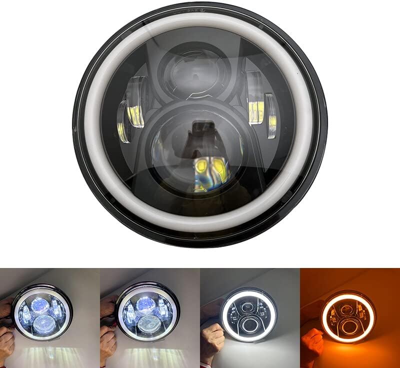 Faro delantero de motocicleta para Softail para Cafe Racer 7&Quot Faro delantero de motocicleta H4 de pulgada, 55 W, negro