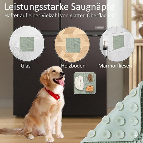 Wingcases-Schleckmatte Hund & Katze, 2 Stück Leckmatten 100% Silikon-Welpen- mit Saugnäpfen. Lindert Angst und Langeweile, leicht zu reinigen, (Hellgrün & Asche)