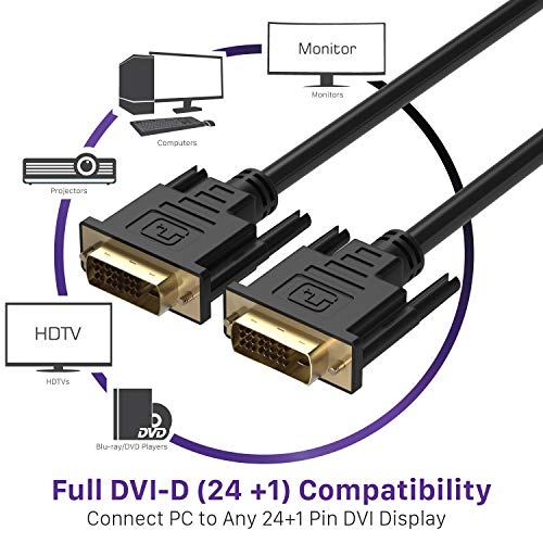 Fosmon Cabo DVI-D macho para macho 30AWG Dual Link (24+1) banhado a ouro - preto - 4,5 m