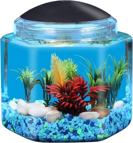 Tetra Bubbling LED Aquarium Kit 1 Gallon — side view showing full product dimensions