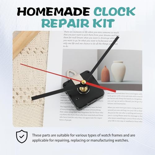 Miniatura 4 de Mecanismo Reloj De Pared, Movimiento Cuarzo Silencioso Con Eje 22mm Para Esfera Hasta 10mm, Kit Mecanismo Reloj Pared Con Agujas Grandes Para Reparación O Creación Diy