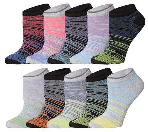 Image of Tipi Toe Women's 10 Pairs Lightweight Colorful Socks - Fun Low Cut Patterns for All-Day Comfort and Easy Everyday Style
