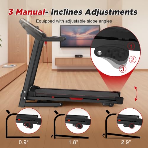 Image of Under Desk Treadmill, 3.5HP Folding Treadmill with Incline - 330 lbs Capacity for Home, 12 Programs, Portable Electric Walking /Jogging Machine for Small Spaces & Home Gym