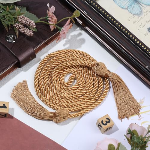 24 pcs Graduation Honor Cords 68" Grad Braided Honor Cord with Tassel Honor Rope Grad Cords Bulk for Graduation Students Bachelor Master Doctoral Gown Grad Decor (Old Gold) by TFTAFAN - Used condition - Image 2