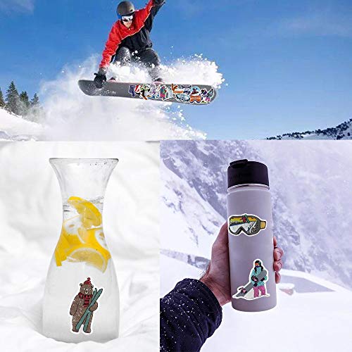 Skiing Stickers | 50 Pcs Winter Skiing Sports Waterproof Vinyl Stickers for Helmet Snowboard Water Bottles Bicycle Laptop Refrigerator Luggage Computer Mobile Phone Bike Decals