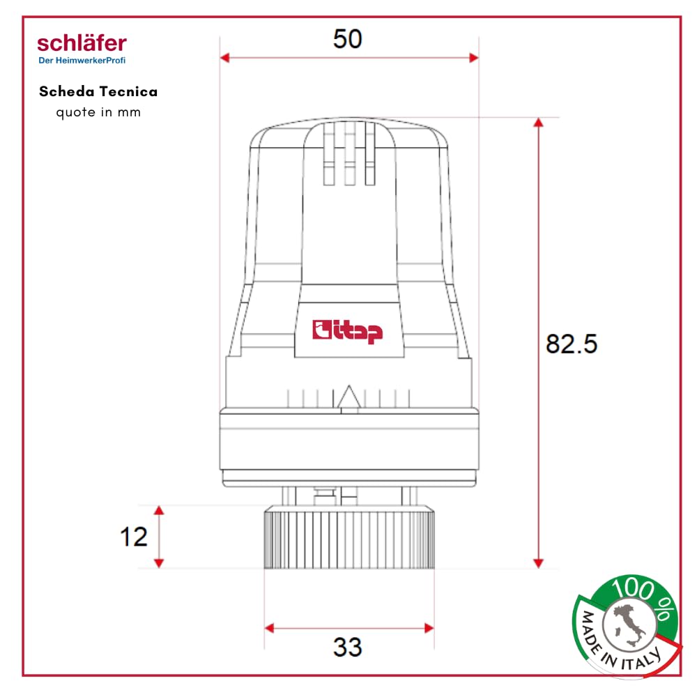 Schläfer 37020001 | Valvola Termostatica Completa per Termosifoni, Valvola Termostatizzabile Dritta con Testina di Comando Termostatica per Radiatore Riscaldamento Termosifone Termoarredo 0-28 C