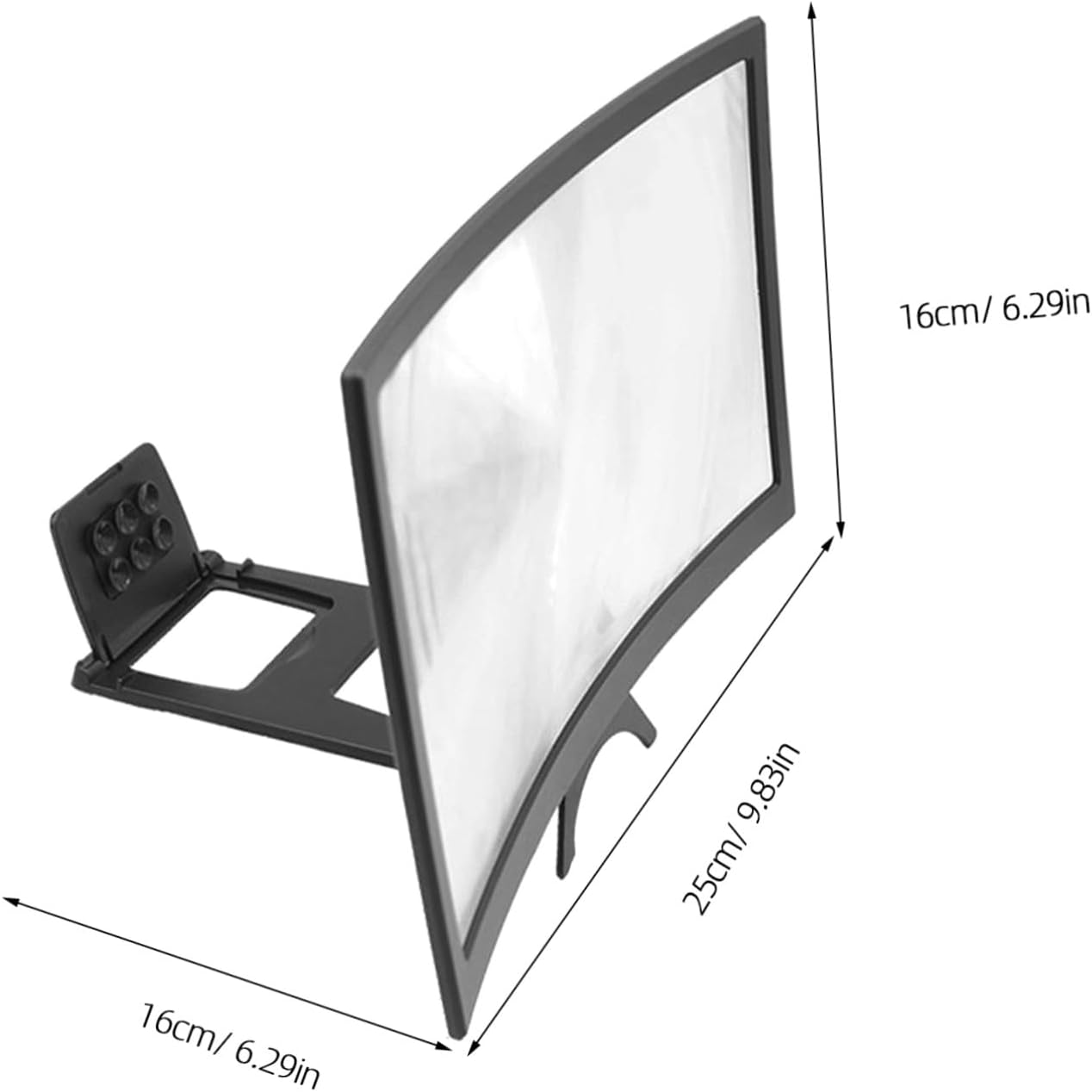 PRETYZOOM 12-inch Foldable Curved Mobile Screen Magnifier Phone Holder Stand with HD Amplifier for Smartphones, Portable Video Enlarger Bracket for Travel and Home Use
