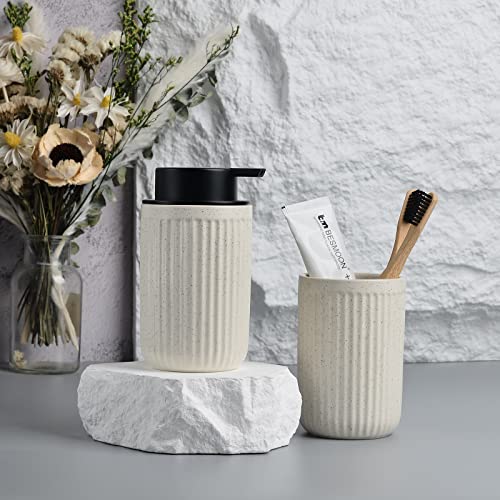 Image of BosilunLife Foam Hand Soap Dispenser - Ceramic Foaming Soap Dispenser for Bathroom 12oz Refillable Liquid Lotion Soap Dispenser with Rust-Proof Foaming Pump for Countertop