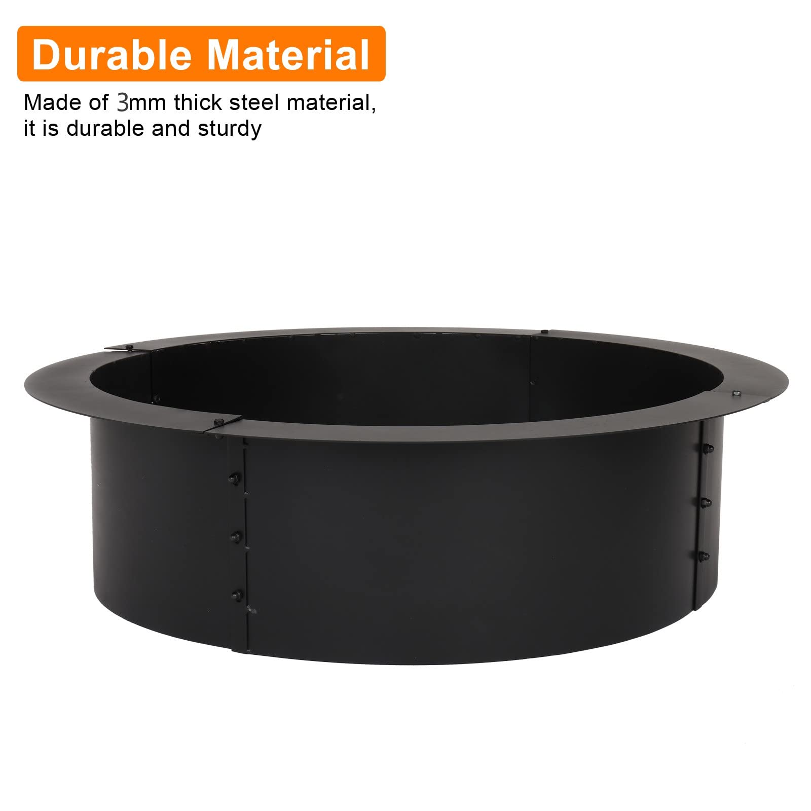 Buy VINGLI Galvanized Fire Pit Ring 3.0mm Thick Heavy Duty Solid Steel