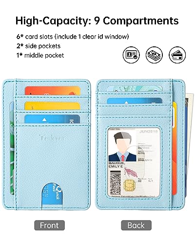 Image of Teskyer Slim Minimalist Wallet for Men, RFID Front Pocket Card Holder | Ultra Slim Front Pocket Design, 8 Card Slots, RFID Protection, Smooth Faux Leather for Everyday Carry