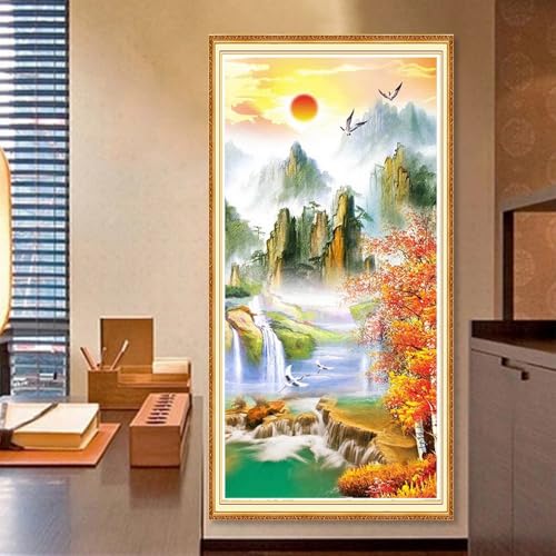 Kit de pintura de diamante 5D completo con lienzo de cascada para relajarte en casa y crear arte