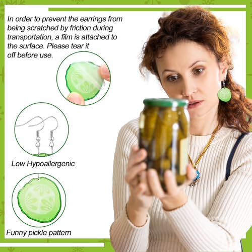 Nosiny 24 Pairs Christmas Pickle Earrings Xmas Acrylic Pickle Jar Drop Dangle Earrings Bulk Just Dill with It Santa Cucumber Funny Cute Weird Jewelry Gifts for Women Christmas Holiday Party3