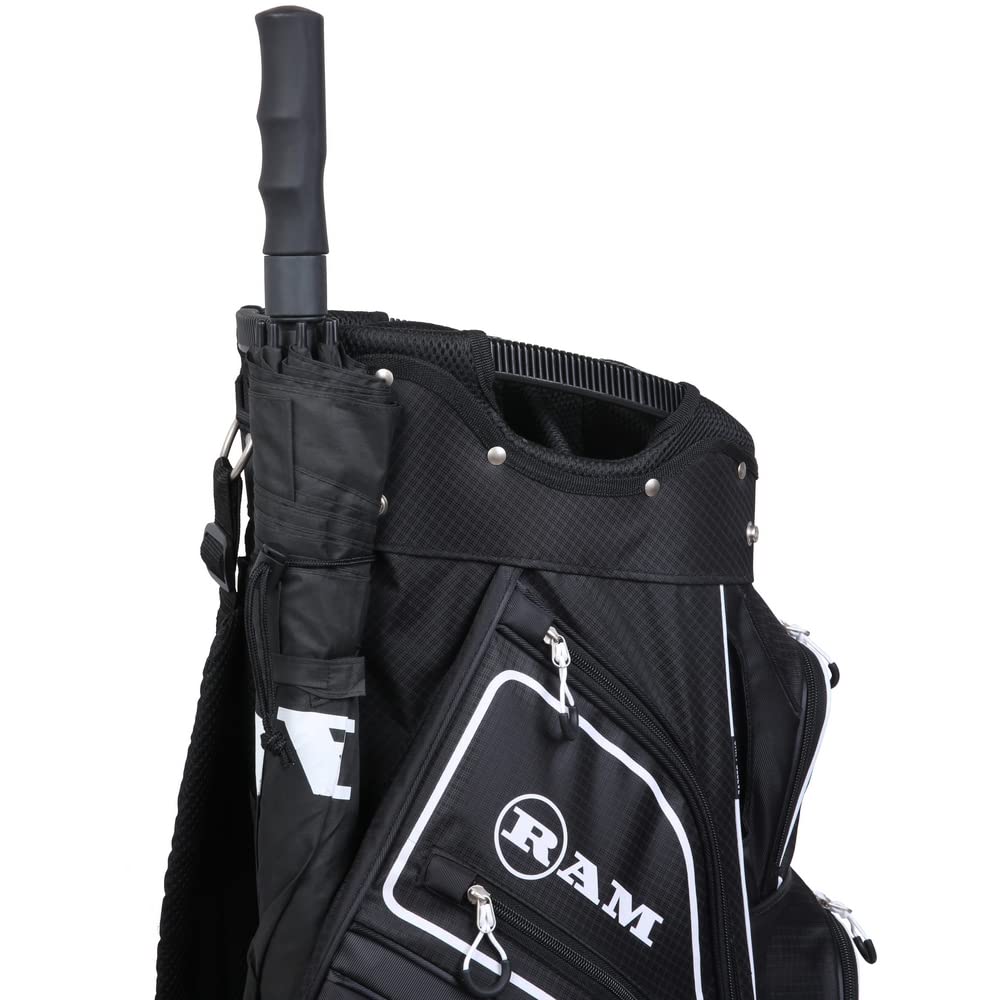 Ram Golf Bolsa ACCUBAR para Buggy/Carrito DE Golf con Sistema Divisor DE 14 VÍAS DE Longitud Completa, Negro