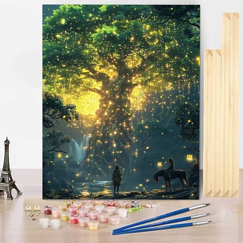 Paint by Numbers for Adults with Frame �A�� �������G 30 x 40 cm, ��l ��h�� DIY�G�f�W�^�����G �� �i���o�[�y�C���g ���S�҂Ƒ�l - �K�p�Ώ� �C���e���A �Ǐ��� �z�[���f�R���[�V���� -j250