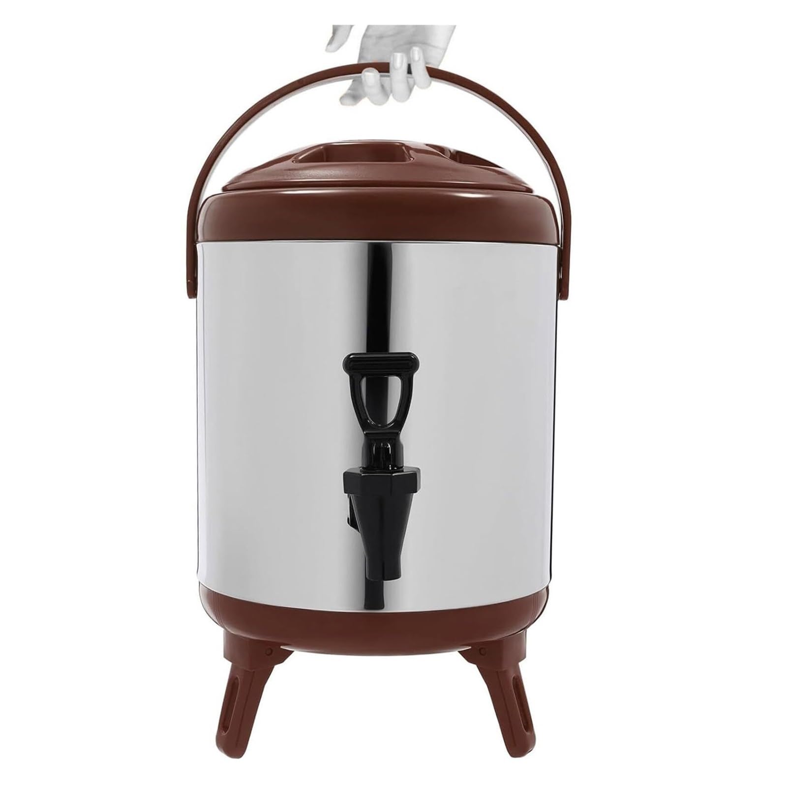 asdchZen Insulated Drinks Dispenser With Tap, Stainless Steel Beverage Dispenser For Milk Tea Coffee, Hot Cold Drink Dispenser Bucket,Brown-10L