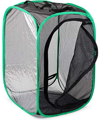 Image of RESTCLOUD Insect and Butterfly Habitat Cage Pop-up 23.6 Inches Tall | Butterfly Terrarium, Enclosure, Tight Mesh