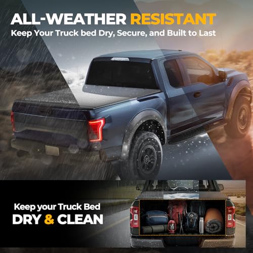 Image of Auto Dynasty Soft Roll-up Tonneau Cover for 09-18 Ram 1500 5.7FT Fleetside | Truck Bed Cover Compatible with 09-18 Ram 1500, 2019-2025 Ram 1500 Classic, 5.7Ft /68Inch Fleetside Bed, Soft Vinyl Top