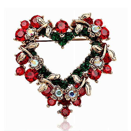 Bluelover Navidad Joyas Corazón Festivo Broche Perla Regalo Camisa Collar Broche