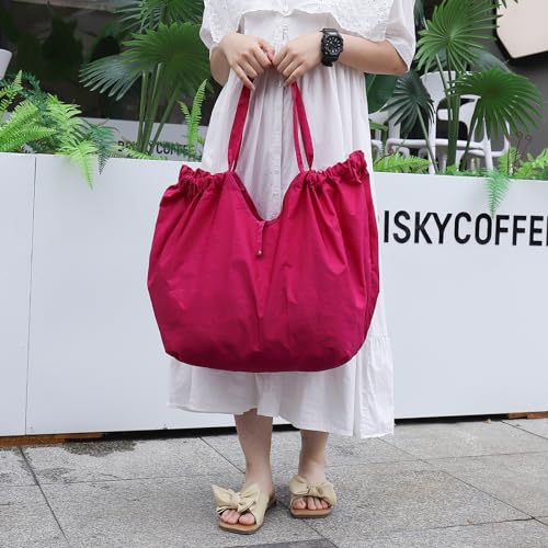 Portable-Grocery-Tote-Bag-for-Women-Waterproof-Shopping-Bag-for-Groceries-Machine-Washable-Reusable-Fashion-Cloth-Bag-for-Beach-Work-Sport-Red Portable Grocery Tote Bag for Women Waterproof Shopping Bag for Groceries Machine Washable Reusable Fashion Cloth Bag for Beach Work Sport Red