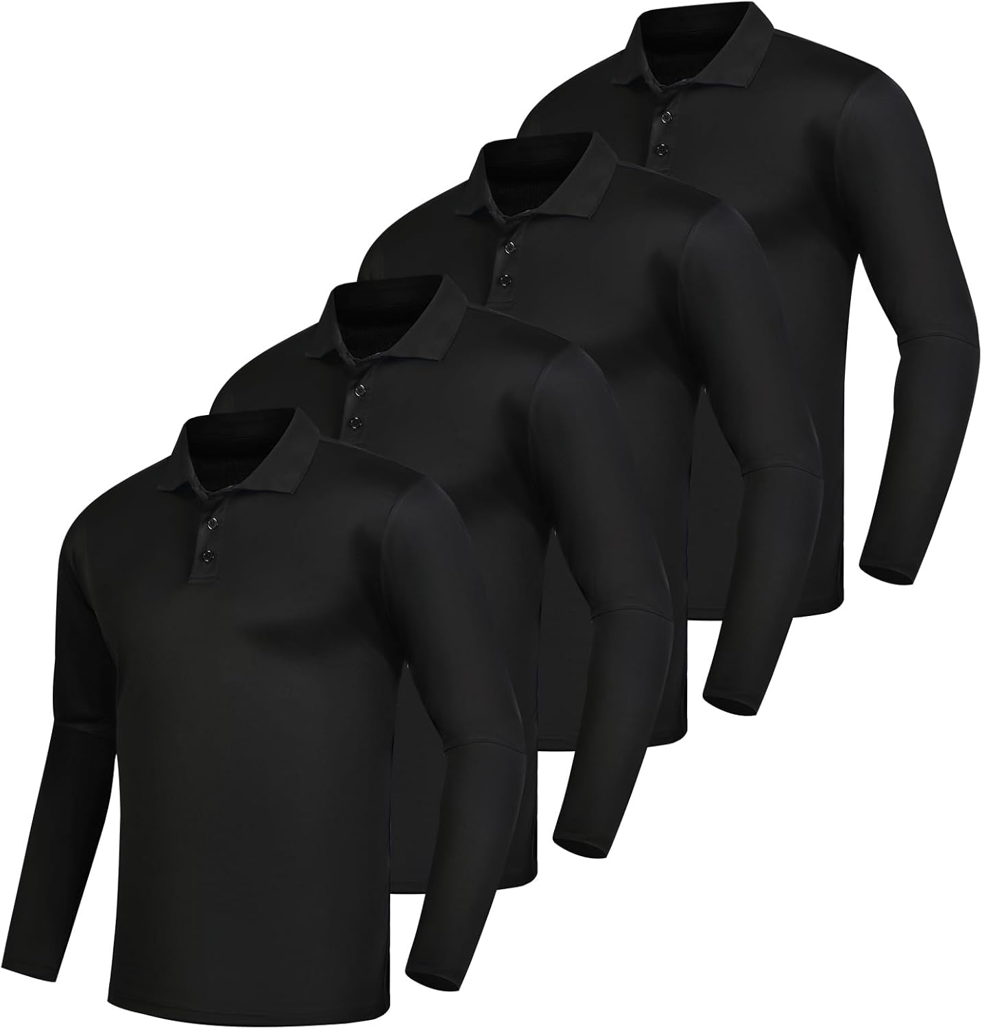 Men's Golf Polo Shirts,1 Pack/4 Pack Long Sleeve Quick Dry Athletic Casual Performance Collar Shirts for Men