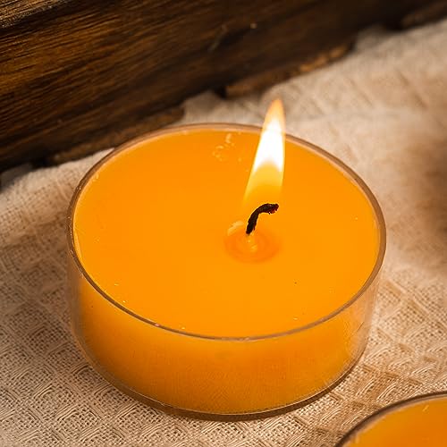 Image of AuraDecor Scented Soy Wax Acrylic Tealight Candle, Organic Luxury Aroma, Aromatic /Aromatherapy Votive Candle || Burn Upto 9 Hours (Spanish Guaicwood & Lily, Set of 4 Jumbo Tealight)