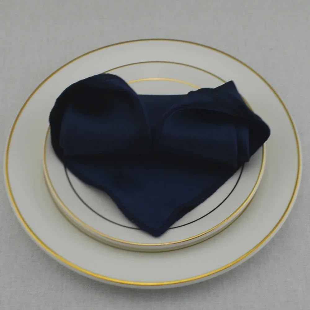 Servilletas de satén de 30 x 30 cm, Ideales for Decorar Bodas, Fiestas, restaurantes, manteles Individuales y servilletas de Cena.(Navy Blue)