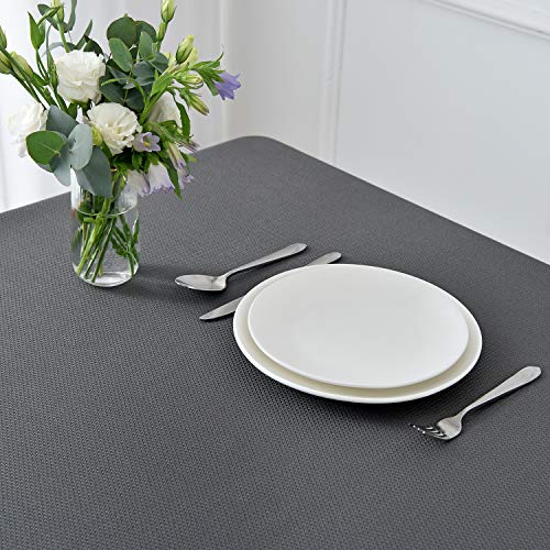 Image of maxmill Rectangle Textured Tablecloth Waterproof Spillproof Wrinkle Free Table Cloth, Kitchen Dining Tabletop Decoration, Fabric Table Cover for Outdoor and Indoor Use, 52 x 70 Inch, Charcoal