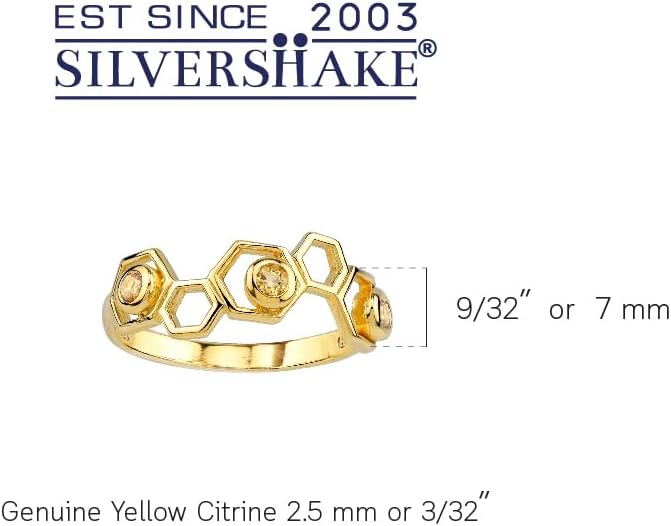 Silvershake 3-Stone White Gold Plated or Yellow Gold Plated 925 Sterling Silver Honeycomb Bee Ring Jewelry for Women