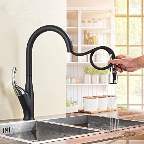 Robinet noir chromé extensible mitigeur monocommande design élégant