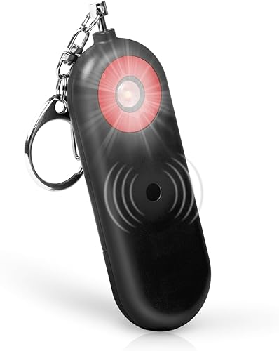 Alarma de seguridad personal para mujeres  Llaveros de autodefensa de 130 dB, silbato de sirena, batería reemplazable con luz estroboscópica LED SOS