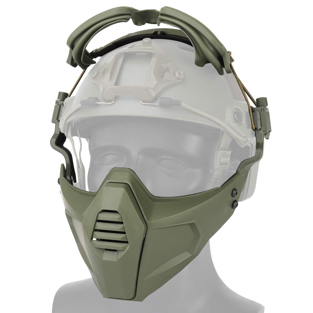 Veloce casco protettivo occhiali da equitazione occhiali con maschera facciale rimovibile adatto per airsoft paintball festa di Halloween
