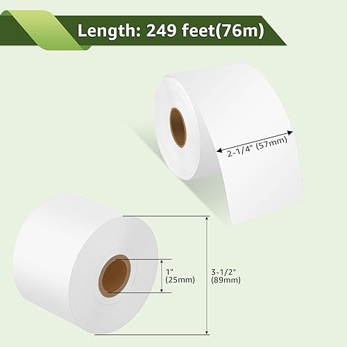 Miniatura 2 de Repuesto para DYMO 30270 Thermal – Cruxer 2 rollos de papel de recibo blanco no adhesivo de 2-1/4 pulgadas x 249 pies / 2.244 in x 249.3 ft