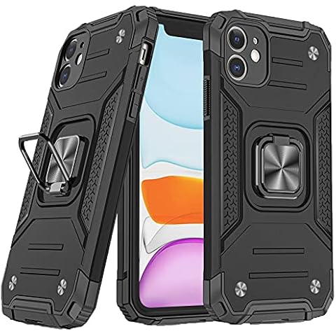 eirix iPhone 12 Case, Heavy Duty Military Grade Armor Rugged Phone Protective Case with Ring Magnetic Car Mount Kickstand for iPhone 12 (Black) Cover