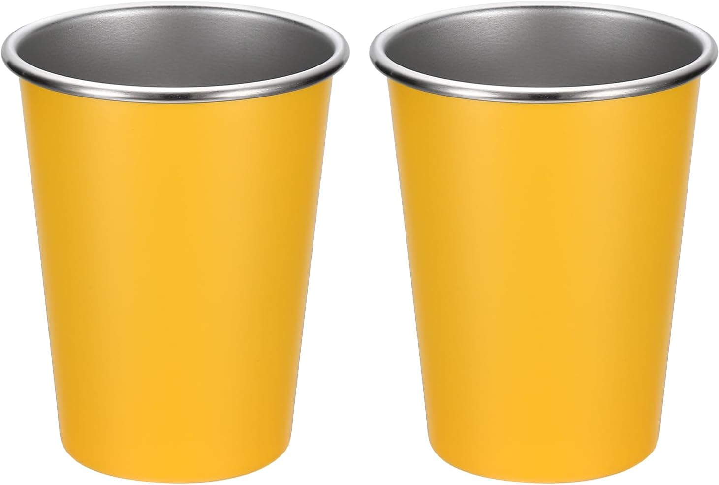 uxcell 2Pcs Pint Cups 350ml/11.8oz Portable Metal Cup Water Tumbler Yellow