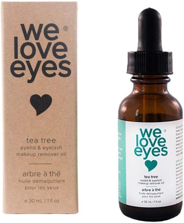 All Natural Tea Tree Eye Makeup Remover Oil - We Love Eyes - Waterproof Mascara and Makeup Remover with Moisturizer, Chemical and Alcohol Free - 30ml