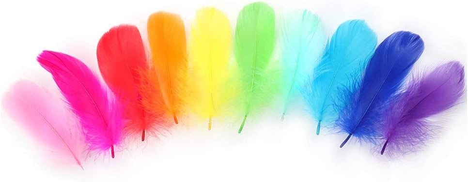 Nicedeal 190Pcs Turkey Flats Feathers Colorful Feathers in Bulk DIY Colorful Turkey Feathers Multicolour Feathers for Craft Wedding Home Party Decorations Stationery Office Supplies
