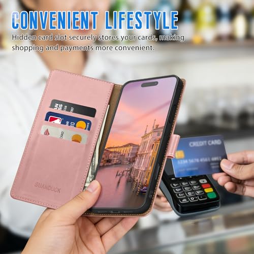 SUANDUCK Wallet Case for iPhone 16 Pro Max 6.9", Pink by SUANDUCK - Used condition - Image 3